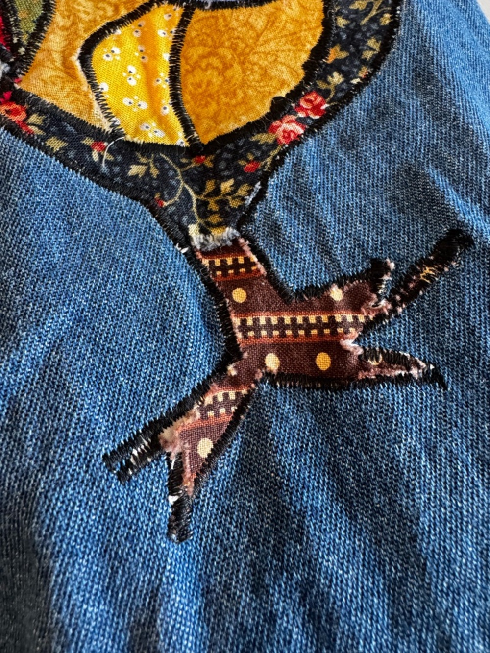 Vintage Denim Shirt Rooster Embroidered Cottagecore Farm Western Folk S/M - Picture 6 of 8